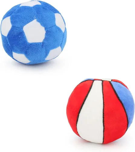 Miniatura 9 de Pelotas interactivas para perros, paquete de 2 pelotas de felpa chirriantes para perros, pelota de tenis, rugby para perros, pelota de juguete
