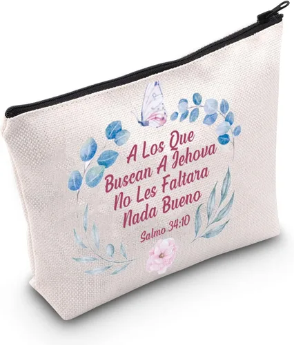 POFULL JW Ministry Gift Salmo 34:10 Bolsa de Cosmética Española Pioneer, Varios colores, Salmo 34:10