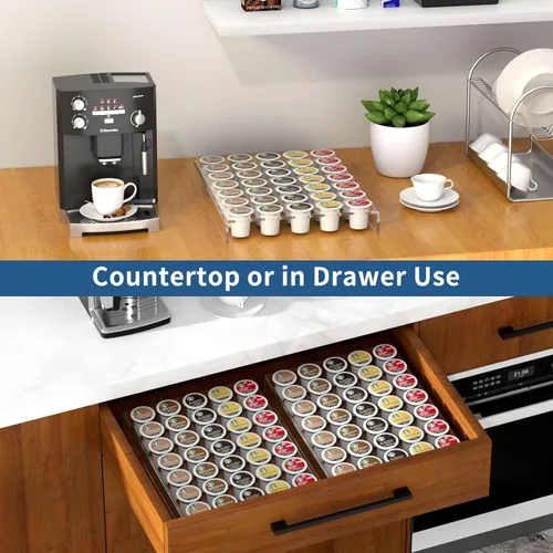 Miniatura 4 de AITEE Organizador de cajones de acrílico K Cup, bandeja organizadora transparente para almacenamiento de cajones o encimeras, capacidad para 35
