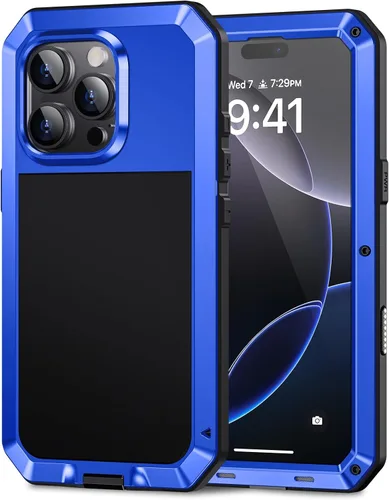 Miniatura 13 de Lanhiem Funda para iPhone 7 Plus/8 Plus, resistente a los golpes, [Tough Armour], funda de metal con protector de pantalla integrado, funda Negro
