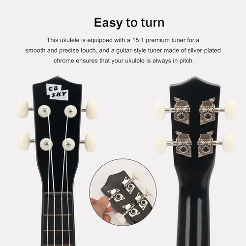 Miniatura 3 de Ukelele soprano 21"/53cm para niños, principiantes y estudiantes (negro)