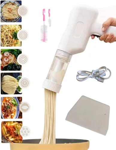 Máquina de fideos eléctrica de mano, máquina portátil para fabricar fideos italianos con molde y herramientas de corte, máquina de fideos