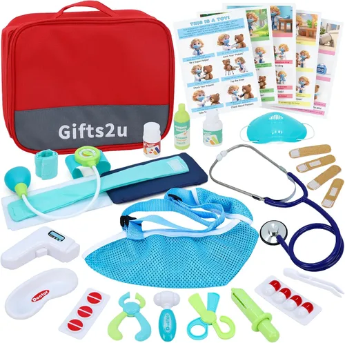 Miniatura 7 de Gifts2U Kit de dentista para niños, 42 piezas de kit médico para niños pequeños, juego de dentista educativo para niños, regalo para niñas y niños