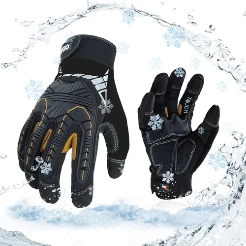 Miniatura 7 de Vgo - 1 par de guantes de piel sintética para protección de impactos, para mecánicos y perforadores, alta destreza, reducción de vibraciones