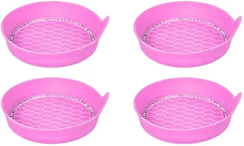 Miniatura 7 de 4 piezas de posavasos para auto, portavasos de silicona con cristales brillantes antideslizantes, tapetes para tazas con diamantes de imitación a
