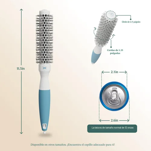 Miniatura 2 de Cepillo pequeño redondo para peinado preciso y alisados manejables (1.9 cm) - Herramienta de calidad de salón para cabello húmedo o seco