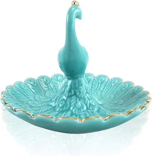 Miniatura 4 de Lependor Bandeja de joyería de cerámica de animales lindos Soporte para anillo de plato de baratija, collar, aretes, anillos, organizador de joyas