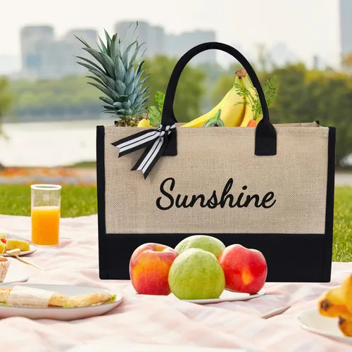 Miniatura 34 de TOPDesign - Bolso de playa de lona con inicial personalizada, bolsa de regalo con monograma, para mujer