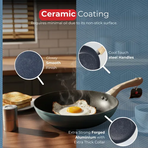 Miniatura 8 de SALFORD Sartén antiadherente de 9.7 pulgadas – Sartén de cerámica compatible con inducción para huevos, tortillas y panqueques Sartén de chef