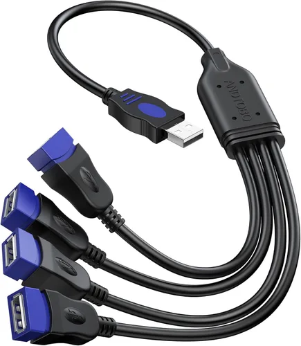 ANDTOBO Divisor USB 1 a 4, USB 2.0 Y Splitter Cable de carga USB 1 macho a 4 hembra, cable de alimentación de extensión para