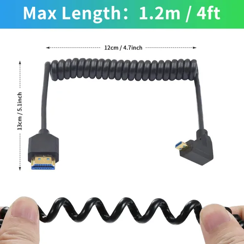 Miniatura 5 de Duttek Cable de extensión HDMI a Micro HDMI de 90 grados de 8K, 48 Gbps, 8 K a 60 Hz, ángulo descendente micro HDMI macho a HDMI hembra cable