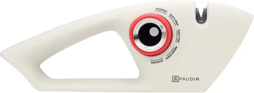 Miniatura 8 de PAUDIN Afilador de cuchillos de precisión de 5 etapas, sistema de afilado manual ajustable para cuchillos y tijeras de cocina, para cuchillas rectas
