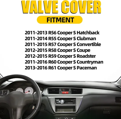 Miniatura 2 de Tapa de válvula con junta, pernos y tapa para Mini Cooper S R55 R56 R57 R58 R59 R60 R61 L4 1.6L Reemplazar 11127646552 11127603390