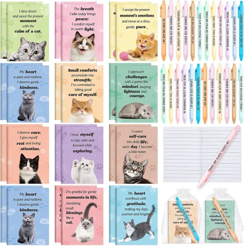 Miniatura 23 de Mooliwe Conjunto de Regalo de Afirmación Positiva de 24 Juegos/48 Piezas, Cuadernos de Gratitud con Bolígrafos, Bolsas Pequeñas, Blocs de Notas