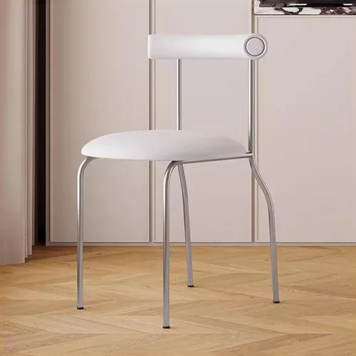 Miniatura 9 de LEIYTFE Silla de comedor minimalista moderna nórdica para recepción, cojín de cuero y respaldo, silla de lectura para sala de estudio y balcón Negro