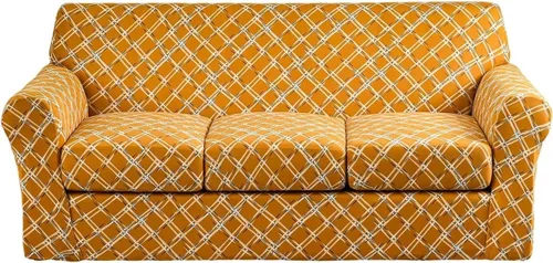 Miniatura 89 de Fundas elásticas para sofá de 1/2/3 cojines, funda estampada con fundas de cojín de asiento separadas, fundas de sofá lavables, protector de muebles