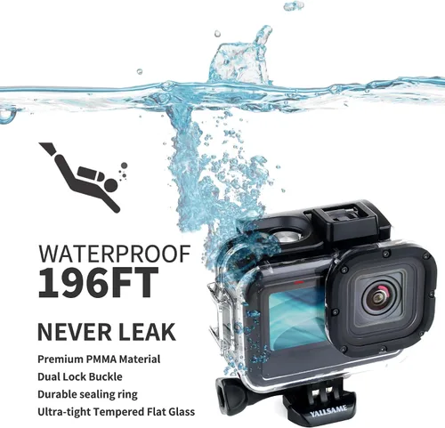 Miniatura 2 de Carcasa impermeable de buceo para cámara de acción GoPro Hero 11 10 9 negra, compatible con la más profunda experiencia subacuática de 196 pies
