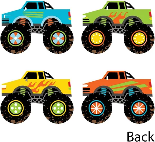 Miniatura 4 de Big Dot of Happiness Smash and Crash - Monster Truck - Decoraciones para fiestas de cumpleaños de niños, juego de 20
