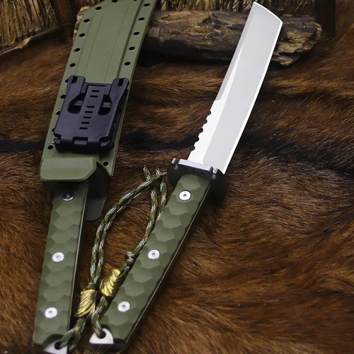 Miniatura 3 de BA-KOR Cuchillo para exteriores de estilo japonés de espiga completa de 15.8 pulgadas – acero DC53 de 0.31 pulgadas, mango y funda de fibra de Hoja