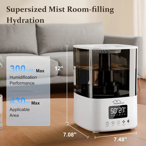 Miniatura 3 de Humidificadores inteligentes para dormitorio, humidificador de aire de niebla fría de 4L de llenado superior para habitación grande, control de Gris