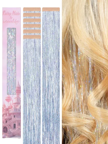 Miniatura 45 de Wennalife 12 piezas de extensiones de cabello azul con clip, extensiones de cabello con clip de colores para niños, pinzas de cabello arcoíris