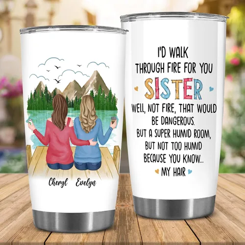Miniatura 2 de WHIDOBE Vaso personalizado para hermana (2 mujeres) personalizado de 20 onzas con avatar, nombre – Taza de viaje para mejor amiga, regalo de amistad