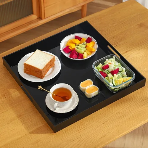 Miniatura 6 de Bandeja de servir de acrílico grande tamaño King para cama, 24 x 24 pulgadas, a prueba de derrames, bandejas decorativas, organizador de encimera