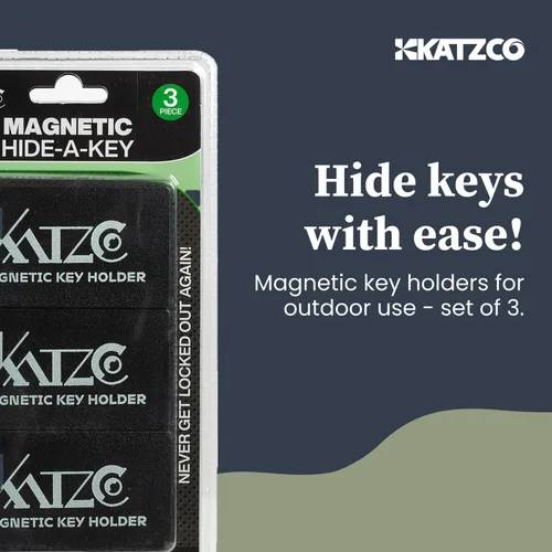 Miniatura 4 de Katzco juego de 3 cajas magnéticas para guardar llave, apto para llaves de 3 pulgadas, con imán extra superfuerte, útil para juego de llave