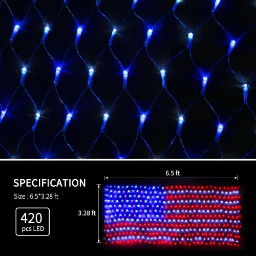 Miniatura 9 de XTF2015 - Cadena de luces LED de la bandera de los Estados Unidos, resistente al agua, para Navidad, festival, vacaciones, día de la independencia