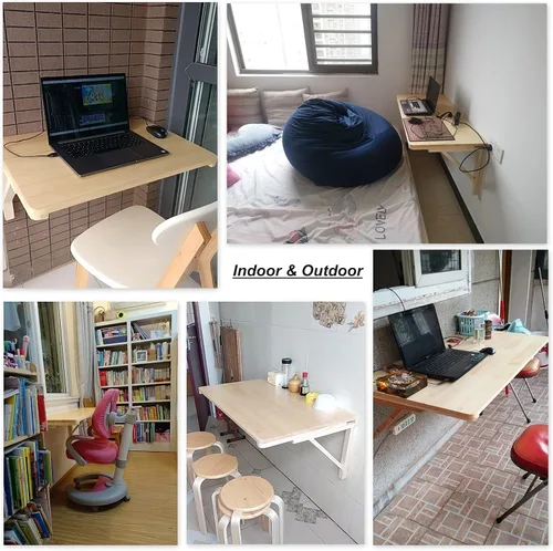 Miniatura 6 de Escritorio plegable para computadora montado en la pared, mesas de hojas sueltas para espacios pequeños, mesa de comedor de cocina, mesa colgante