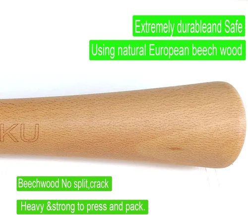 Miniatura 3 de Trituradora de madera de haya natural de 12 pulgadas para azucrut y tarros de masón, herramienta alimentaria para fermentación de col