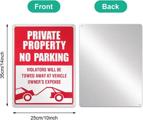 Miniatura 3 de 3 piezas de señal de no estacionar, señal reflectante de propiedad privada de 14 x 10 pulgadas, los infractores serán remolcados, aluminio libre