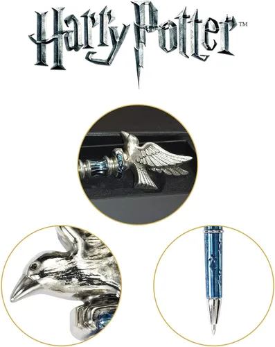 Miniatura 5 de The Noble Collection Harry Potter Ravenclaw - Bolígrafo chapado en plata, 8 pulgadas (8.3 in) rematado con la mascota Raven House de Ravenclaw