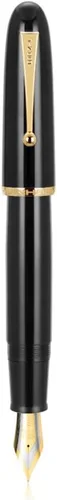Jinhao 9019 - Pluma estilográfica #8 de punta media, color negro con clip dorado, bolígrafo de escritura de resina de gran tamaño con convertidor de