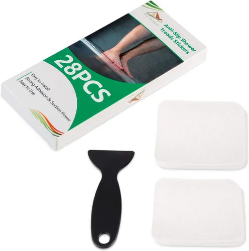 Miniatura 9 de Calcomanías antideslizantes para bañera, 28 unidades, adhesivos antideslizantes para bañera, baño, escaleras con raspador prémium