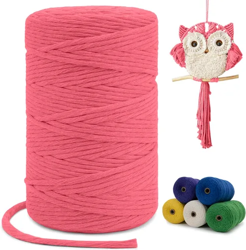 Miniatura 114 de Cuerda de macramé de una sola hebra de 0.197 in x 110 yardas, cuerda de macramé de algodón natural de 0.197 in, cuerda de algodón grueso para colgar