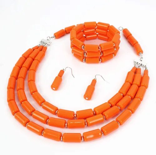 Miniatura 3 de Fodattm Conjunto de cuentas hechas a mano de múltiples capas con collar, pulsera y aretes, para mujer, cuentas acrílicas, collares de hebra