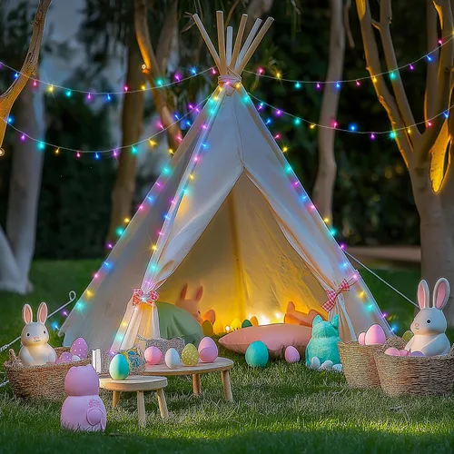 Miniatura 8 de JMEXSUSS Luces rojas blancas y azules con cable transparente, 66 pies, 200 luces LED para decoración del 4 de julio, luz de Navidad para celebración