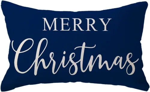 Miniatura 8 de Fundas de almohada lumbar de Navidad estilo granja, fundas de cojín de vacaciones de invierno, fundas de almohada decorativas rectangulares