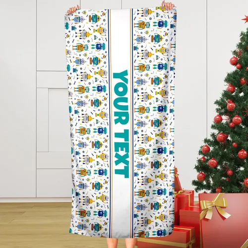 Toalla de baño o playa personalizada para niños, robots, nombre/texto personalizado, secado rápido/absorbente para baño de niños, regalo
