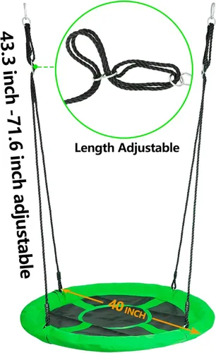 Miniatura 4 de ZENY Columpio de platillo para niños y adultos, 40 pulgadas, 700 libras, columpio de árbol al aire libre, marco de acero, cuerda ajustable