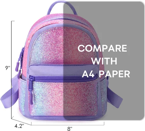 Miniatura 3 de mibasies Mini mochila para niñas y niños, bolso arcoíris, Púrpura Rainbow 1, Viajar