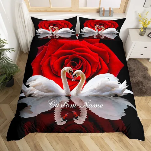Miniatura 18 de Juego de ropa de cama personalizado con lentejuelas negras y doradas, funda de edredón de corazón dorado con purpurina para mujeres y hombres