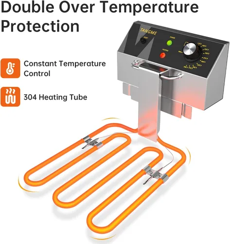 Miniatura 5 de TANGME Freidora Profunda con Cesta Individual, Freidora Eléctrica de Encimera de 1750W 12.7Qt Freidoras Profundas Comerciales de Gran Capacidad