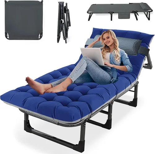 Heavy Duty Camping Cot for Adults with Mattress, 10-Leg Portable Folding Cot Bed, Extra Stable Sleeping Cot for Camping, Travel, Tent & Indoor Guest