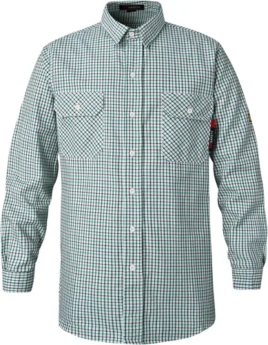 Miniatura 7 de SKSAFETY Camisas FR de 7 oz para hombres, Camisa de Soldadura Hi Vis Resistente a las Llamas 100% Algodón Retardante de Fuego Camisa de Manga Larga