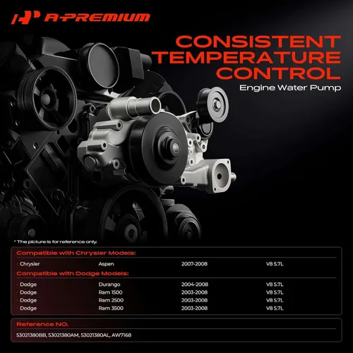 Miniatura 2 de A-Premium Bomba de agua de motor con junta [compatible con OHV V8 5.7L] Compatible con Dodge Durango 2004-2008, Ram 1500 2500 3500 2003-2008