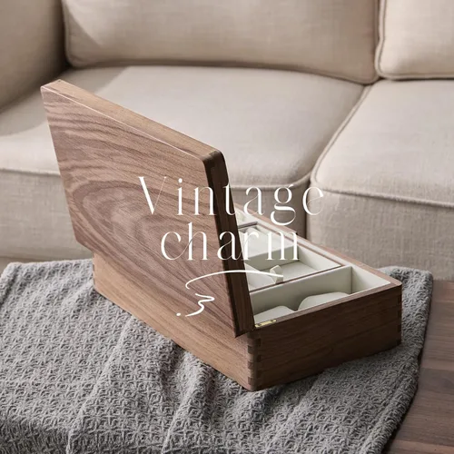 Miniatura 3 de Beexchange Joyero de madera de nogal negro, hecho a mano, caja de joyería clásica. Joyeros y organizadores para mujeres, hombres y niñas
