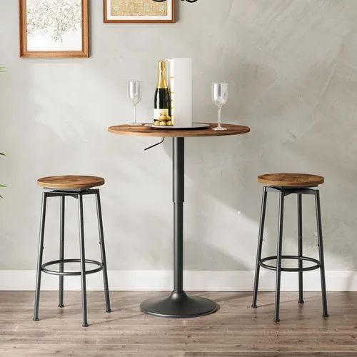 Miniatura 2 de HOOBRO Taburetes de bar, taburetes de bar giratorios juego de 2, sillas de bar redondas de 24.9 pulgadas, sillas de desayuno modernas sin espalda