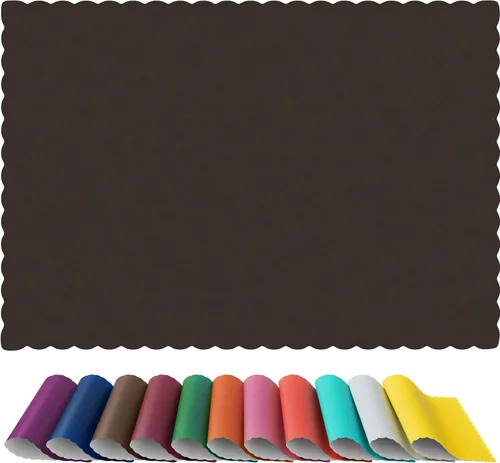 Manteles individuales de papel, desechables, borde festoneado (50, negro)